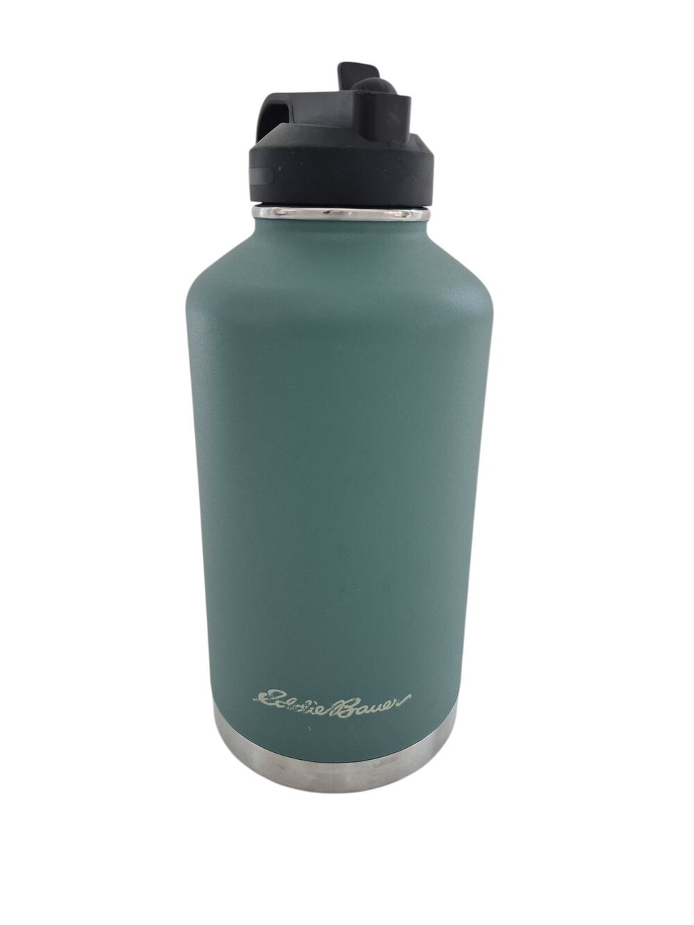 Eddie Bauer Insulated Water Bottle 64 oz Stainless Steel Green W/ Straw Canteen
